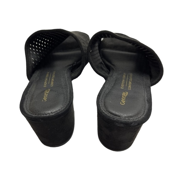 George Mules black Peep Toe slide fits 8 - 8.5 US heels - Picture 8 of 11